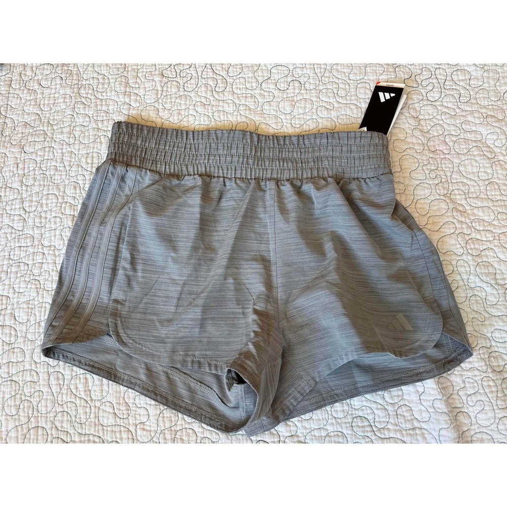 Adidas Pacer 3-Stripes Heathered Grey Shorts Women's Size Medium 3"